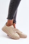 Women's Leather Platform Sneakers Beige Eselmarie