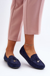 Women's Navy Classic Suede Moccasins Ontala