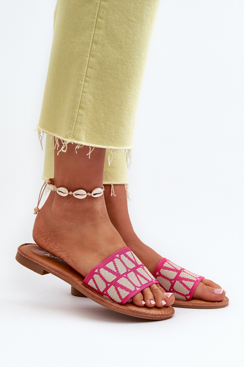 Klapki Damskie Plaski Obcas Fuksja Traivea W-125