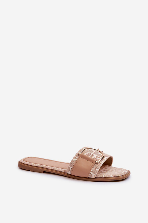 Shiny Women's Flip Flops with Embellishment Beige Taleci