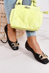 Elegant Quilted Ballerina With Chain Black Coco