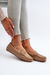 Classic Women's Suede Moccasins Dark Beige Glimris