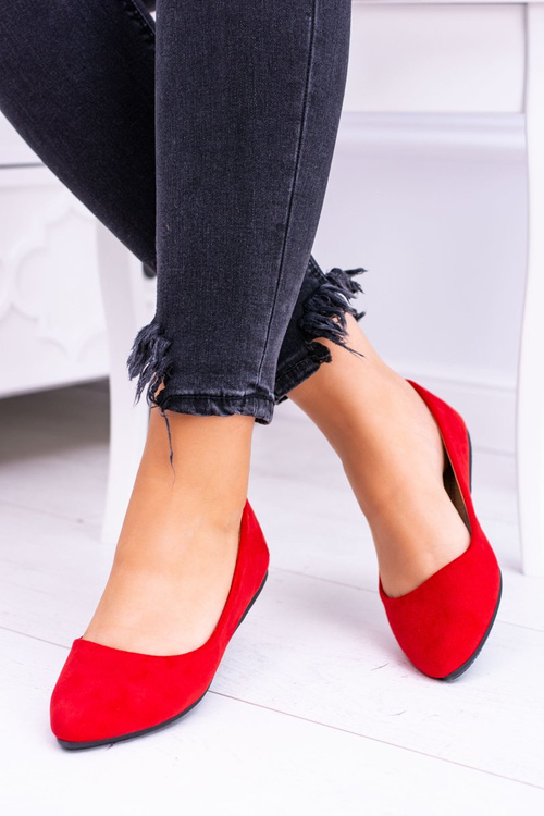 Delicate Spike Ballerinas Suede Red Dermeno