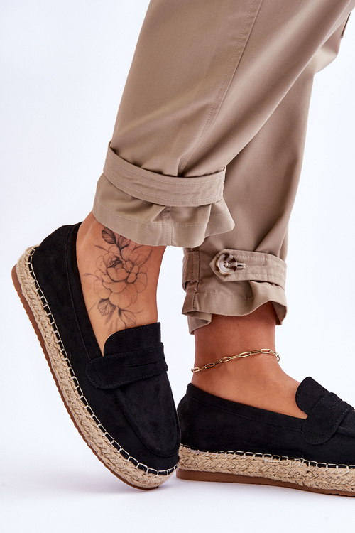 Espadryle Damskie Zamsz Czarne Keyla