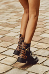 Insulated Ankle Boots Women With Gold Detail Leopard Print Black Priscilla