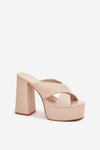 Women's Platform And Heeled Sandals Beige Lenobos