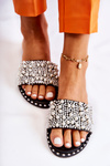 Women's Slippers With Pearls Black Vamero