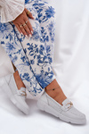 Women's Leather Loafers with Golden Detail Jasnoszare Vinceza 88007