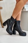 Heeled Boots Made of Natural Leather Black GOE OO2N4166-W2