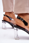 Fashionable Transparent Sandals With Ornaments Black Carmelo 