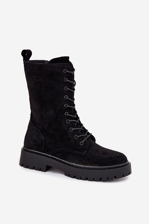 Women's Workery Boots Lined Black Marvielle