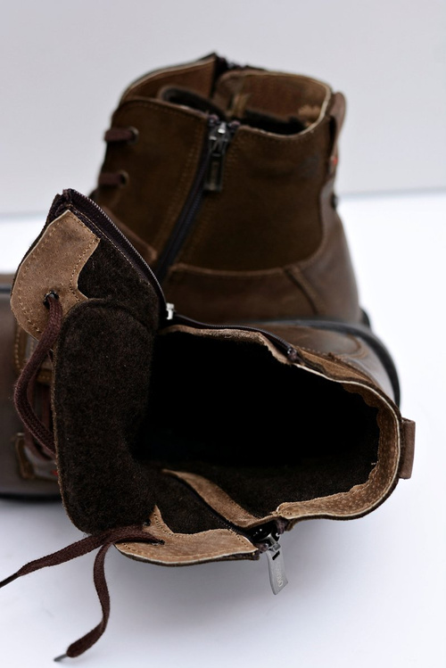 Warmed Leather Men's Boots With Zips Brown KOMODO 871