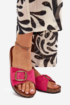 Women's sandals with buckle on cork platform fuchsia Zavira