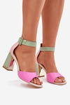 Elegant Women's Heeled Sandals Pink-Green Rosazara