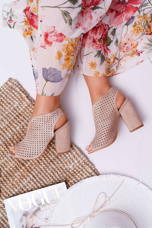 Women's Peep Toe Sandals Beige Nevienna