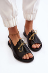 Leather Flat Sandals Zazoo 2898 Black