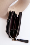 Women's Glossy Wallet Purse Made of Eco Leather Black Zalirna