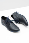 Elegant Men's Leather Half Boots Isacco Navy Blue