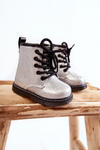 Kids Warmed Boots with Zipper Lacquered Silver Goopy