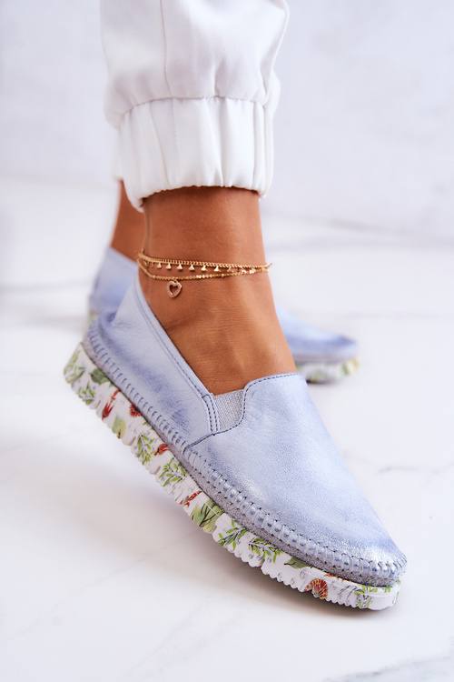 Półbuty Damskie Wsuwane Skórzane Jasnoniebieskie Maciejka 03512-40