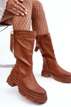 Half-Calf Boots with Upper Brown Lizames