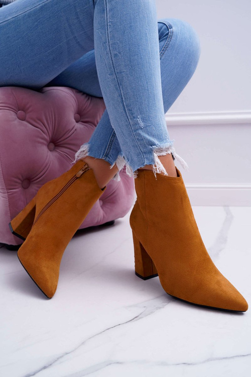 Women's Heeled Boots With Rivets RB23P Camel Snack