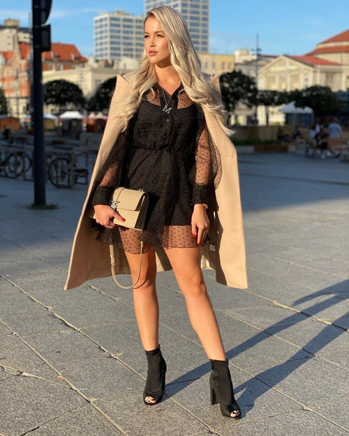 Damskie Botki Na Słupku Lycra Odkryte Palce Czarne First