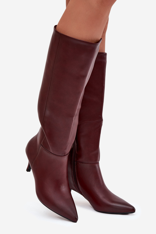 Women's Boots on Low Heel Lined with Eco Leather Bordeaux Marcellia
