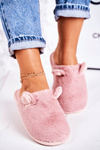 Women's Home Furry Slippers With Little Ears Powder Pink Hippo