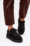 Damskie Sneakersy Ocieplane Futerkiem Czarne Cyrissa