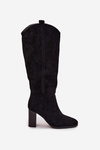 Women's Boots on Heel with Eco Suede Black Prisca