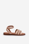 Embellished Women's Flat Sandals in Beige Ianaera
