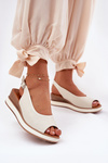 Leather Wedge Sandals Artiker 56C2316 Light Beige
