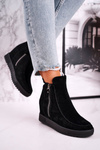 Women's Ankle Boots With Hidden Platform Suede Black Silvia