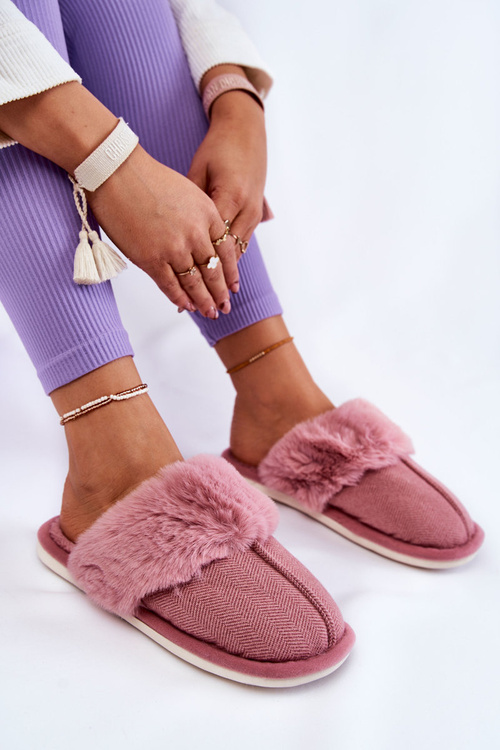 Women's Warm Slippers With Fur Dark pink Franco