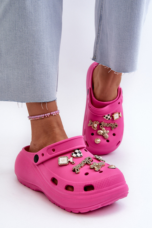 Women's Lightweight Foam Flip Flops on Thick Sole with Pink Accents Fuchsia Effiora