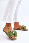 Women's Slippers With Bow And Rhinestones Green Jolene