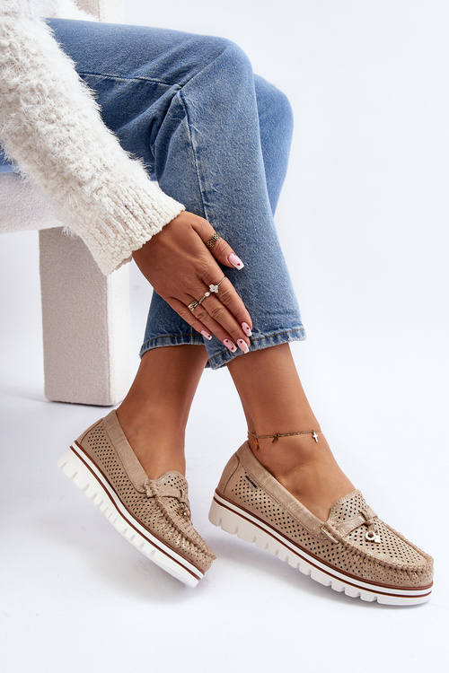 Women's Openwork Moccasins with Gold Details Twista