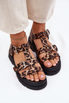 Ladies Eco Leather Sandals With Buckles Leopard Jeneliena