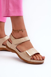 Comfortable Women's Sandals with Velcro Beige Iphiope