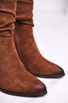 Women’s Boots On High Heel Eco-Suede Camel Up Side