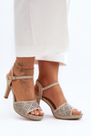 Sandały Zdobione Na Obcasie Złote D&A MR1038-44