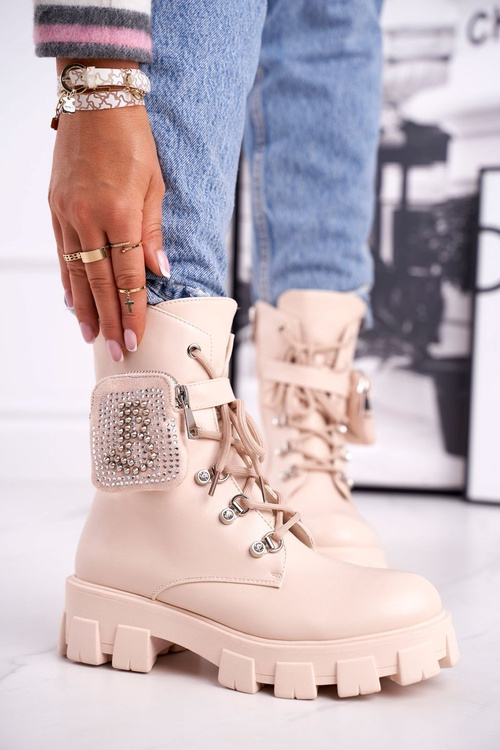 Women's Boots With Small Bag Beige Seul