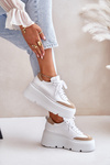 Sneakersy Masywna Platforma Skóra Naturalna Biało-Beżowe Lewski 3635/X