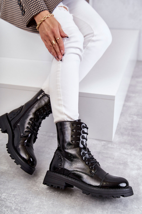 Varnished Boots With Studs Black Palmira