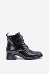 Leather Lacquered Ankle Boots On Block Insulated D&A JC42-53 Black