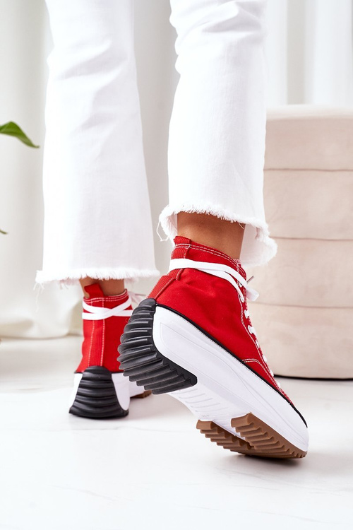 High Sneakers On A Platform Red Electric Love