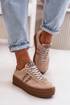 Sneakersy Zamszowe Na Platformie Panterka Różowe Zazoo N1068S4