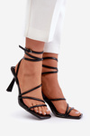Stylish High Heel Sandals With Straps Black Saredi