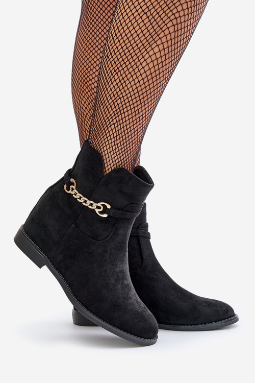 Womens Ankle Boots On Hidden Wedge Made Of Eco Suede Black Ofcorna
